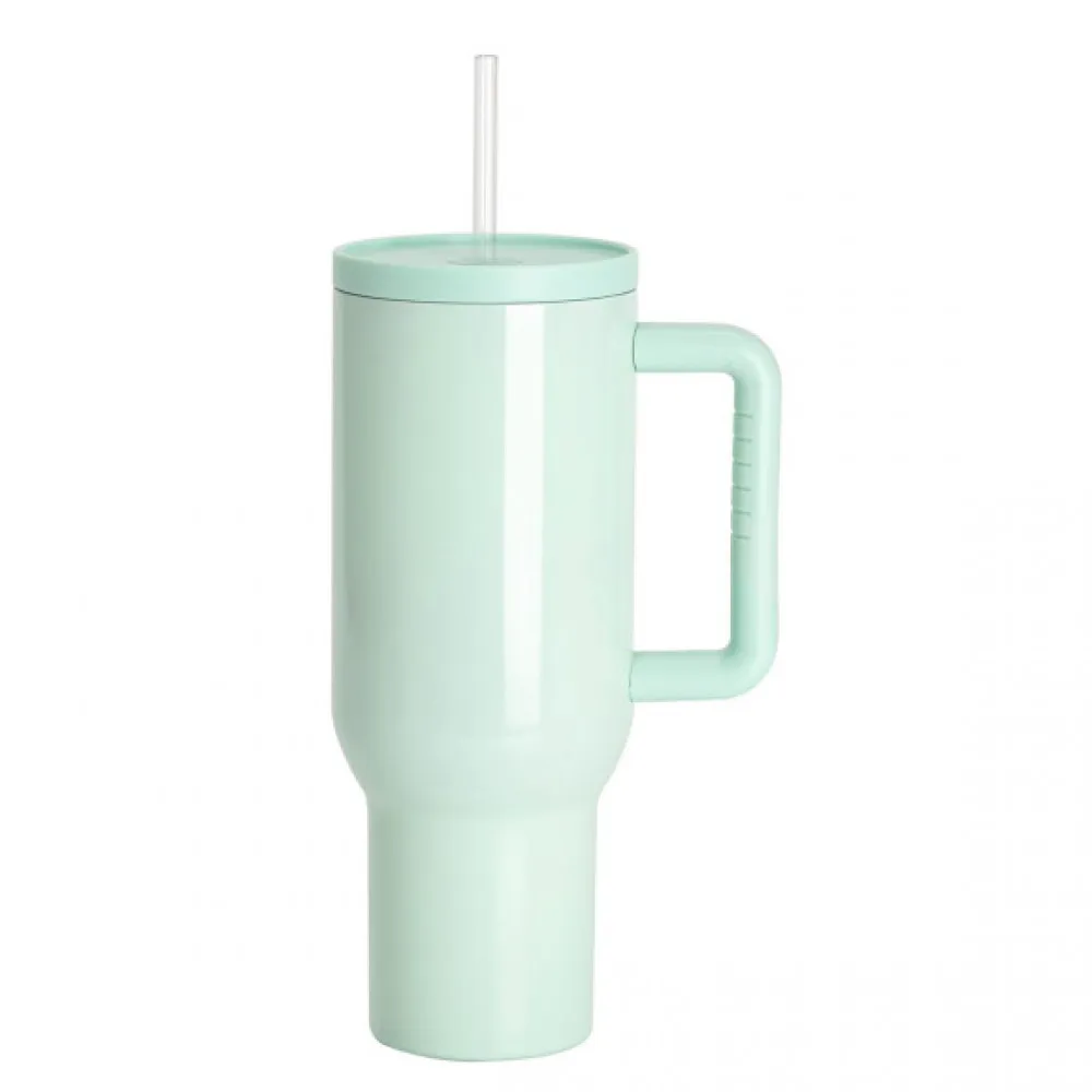 Sublimation Thermobecher mit Deckel, Griff & Trinkhalm 1200ml